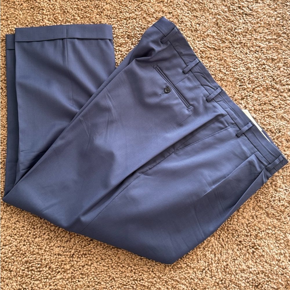 Paul Fredrick Dress Pant Mens Sz 50Rx30 Blue